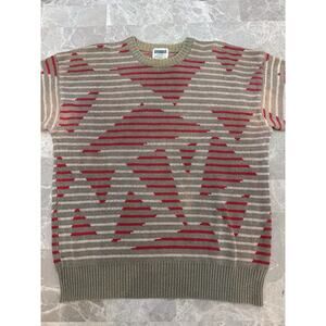 Vintage 90’s SKYR Ramie Knit Pullover Sweater Mens L Made in Hong Kong Geometric